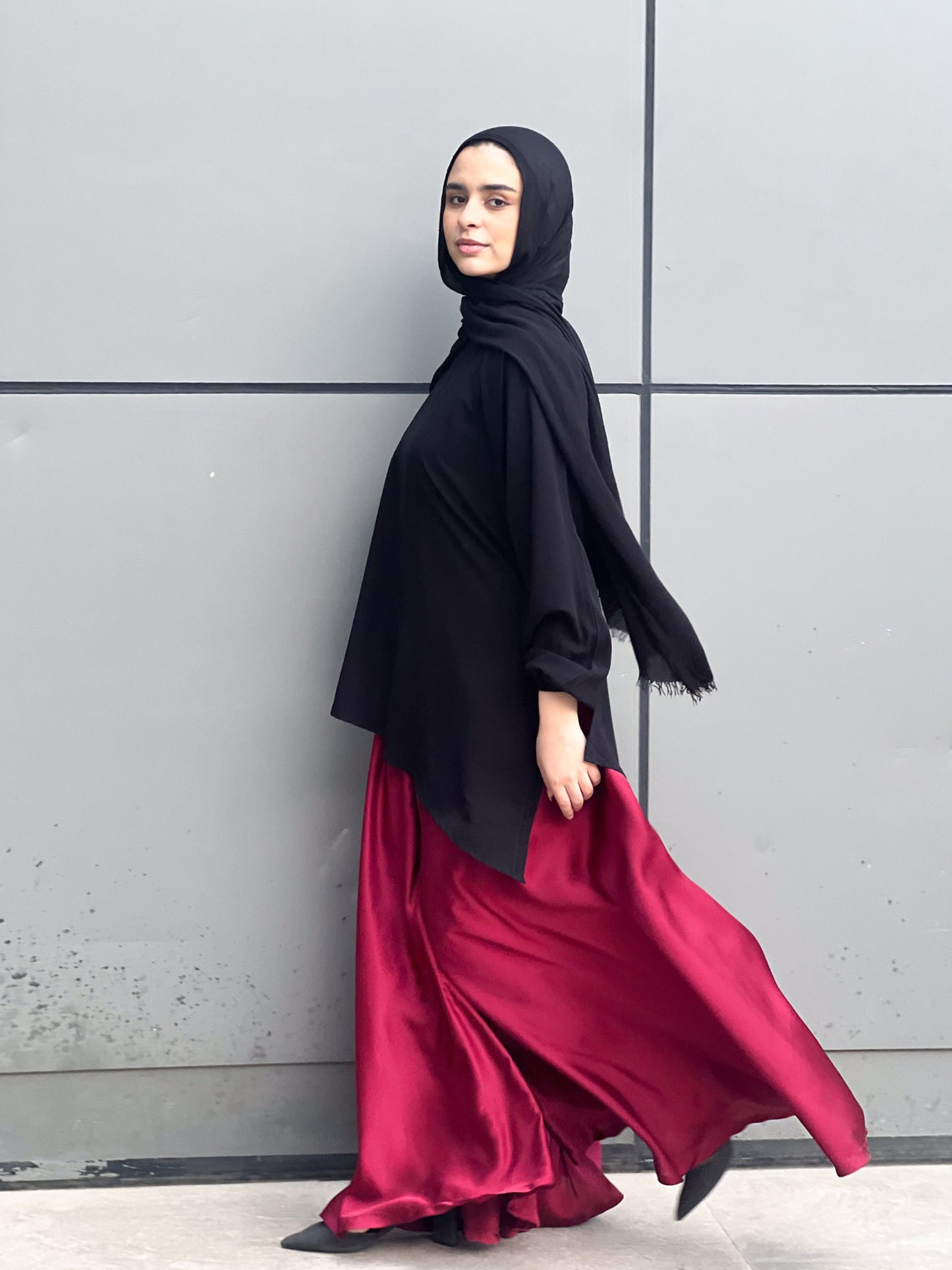 Silk Cloche Pants - Burgundy