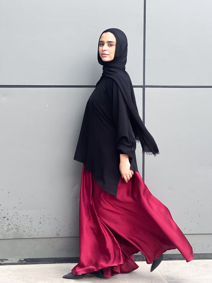 Silk Cloche Pants - Burgundy