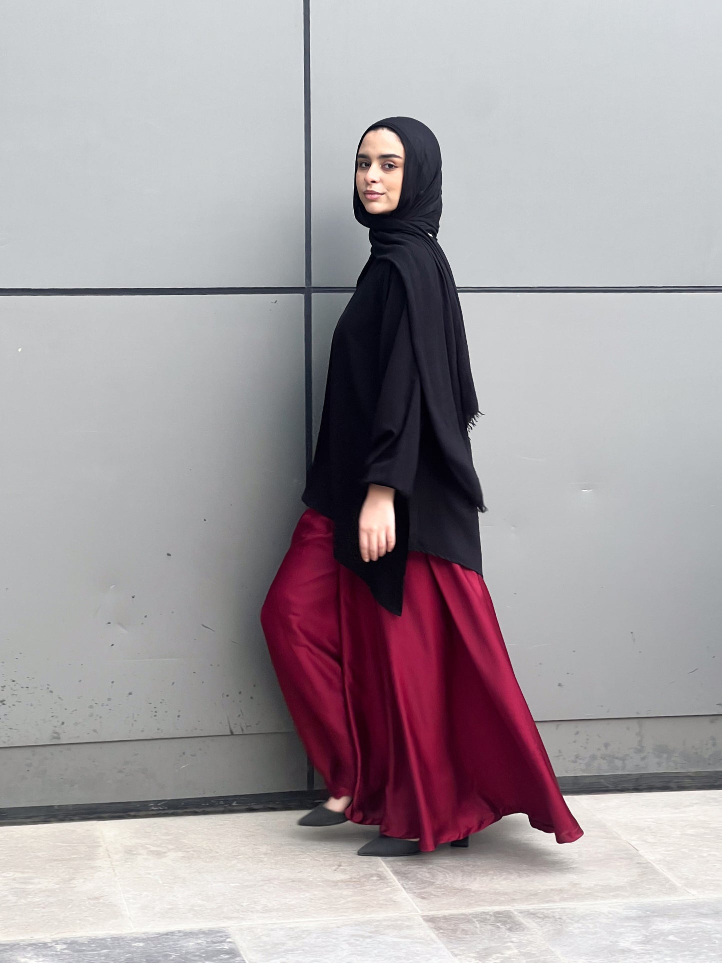 Silk Cloche Pants - Burgundy
