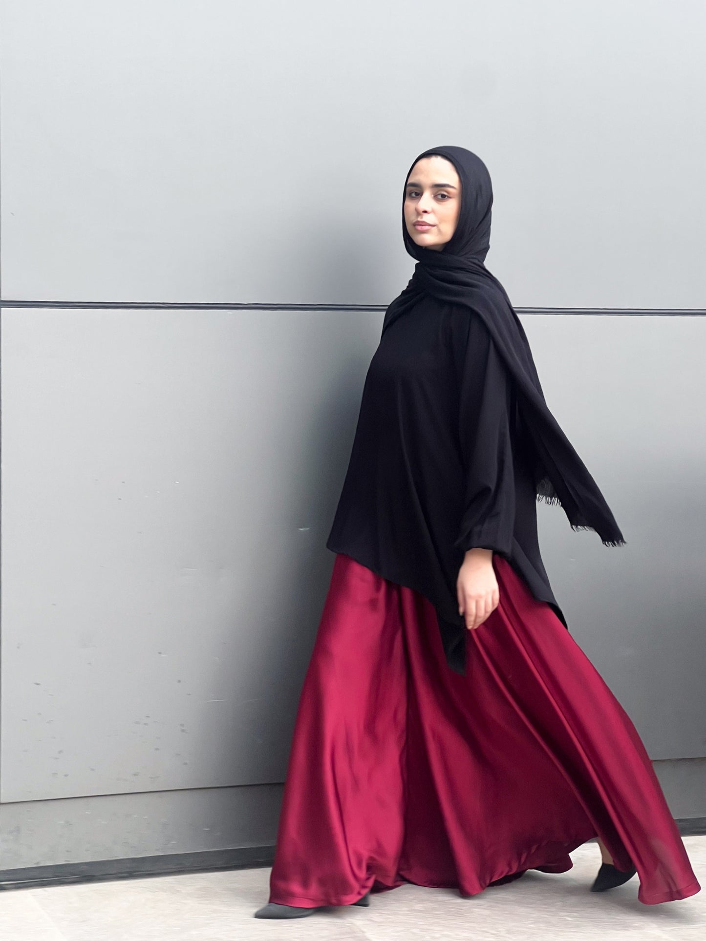 Silk Cloche Pants - Burgundy