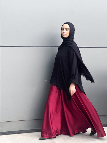 Silk Cloche Pants - Burgundy