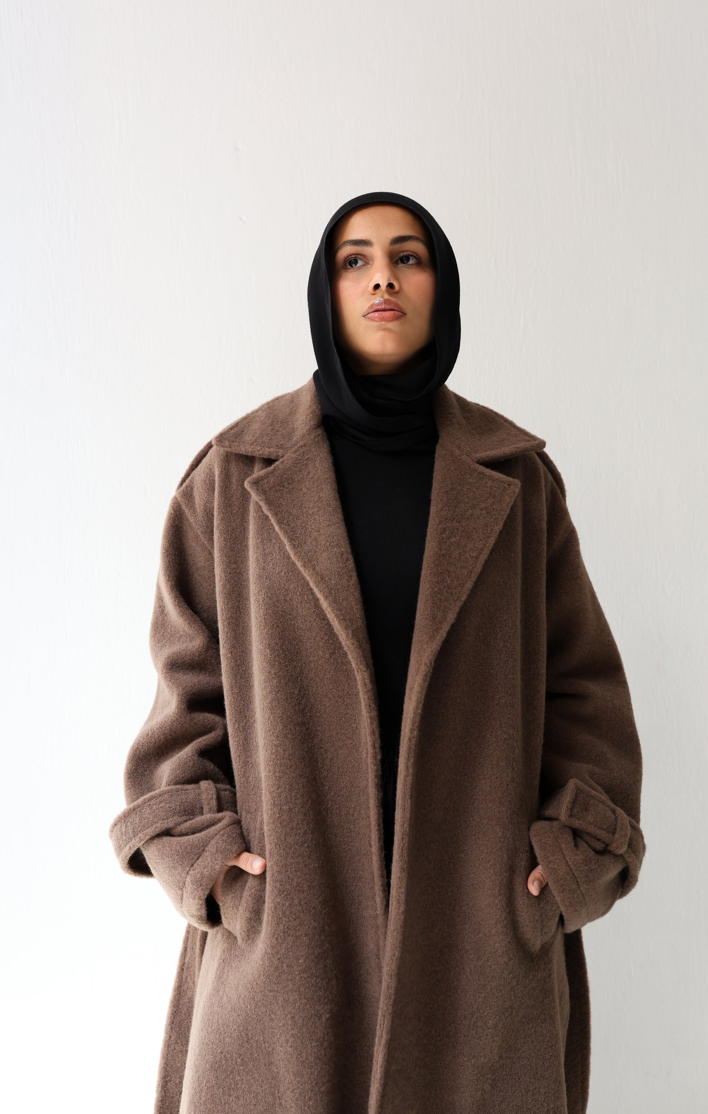 Mohair mantel coat -  chocolate
