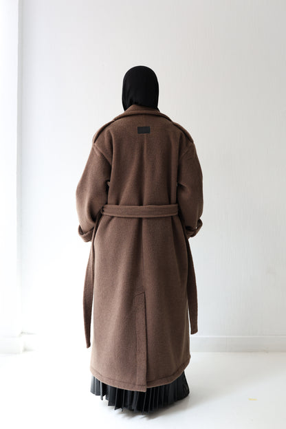 Mohair mantel coat -  chocolate