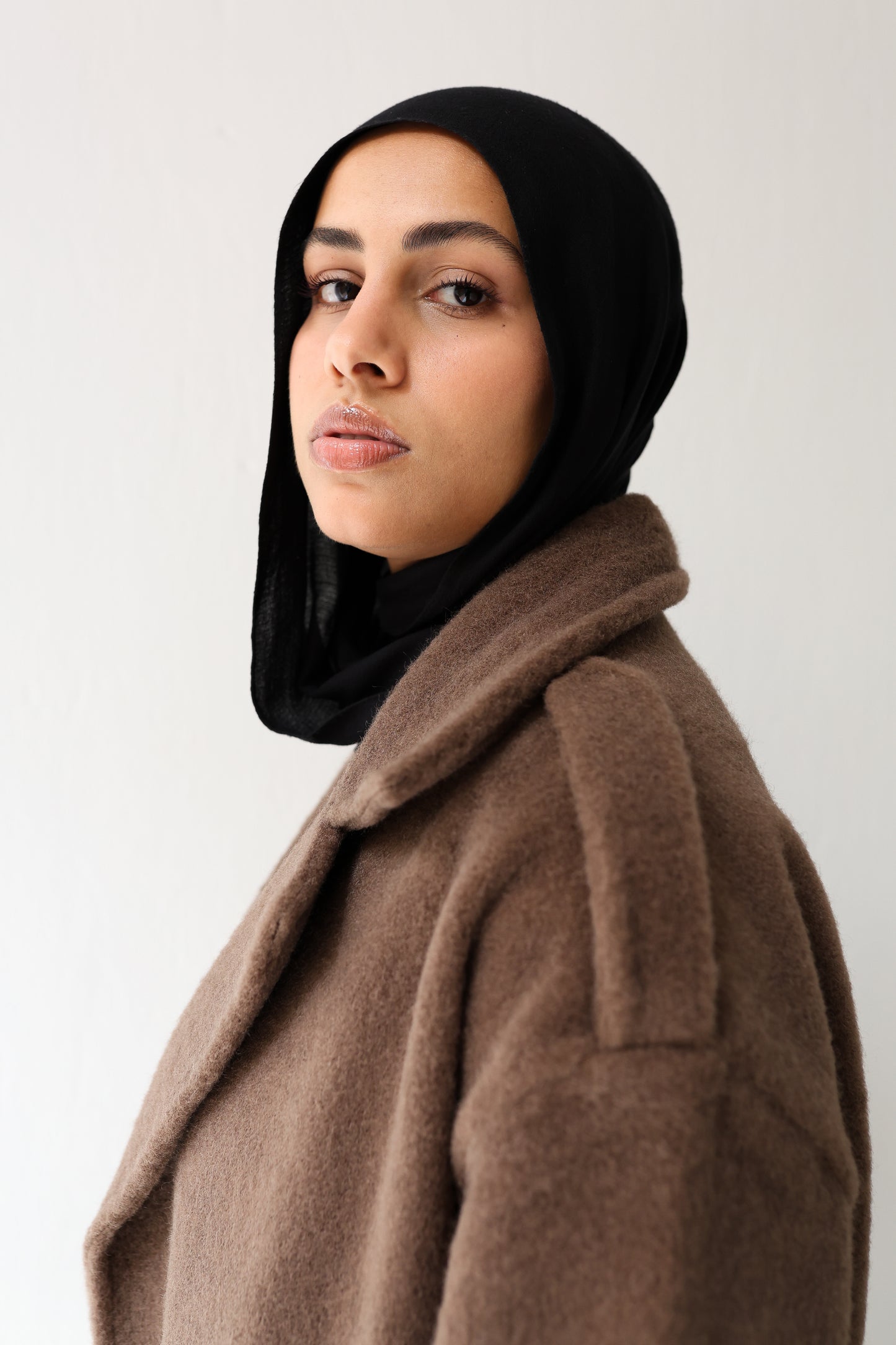 Mohair mantel coat -  chocolate