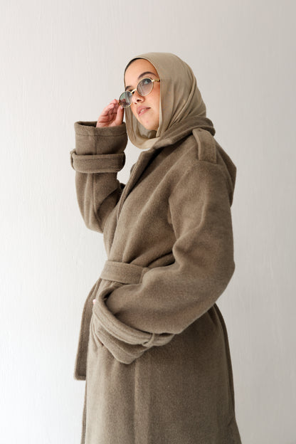 Mohair mantel coat - Olive