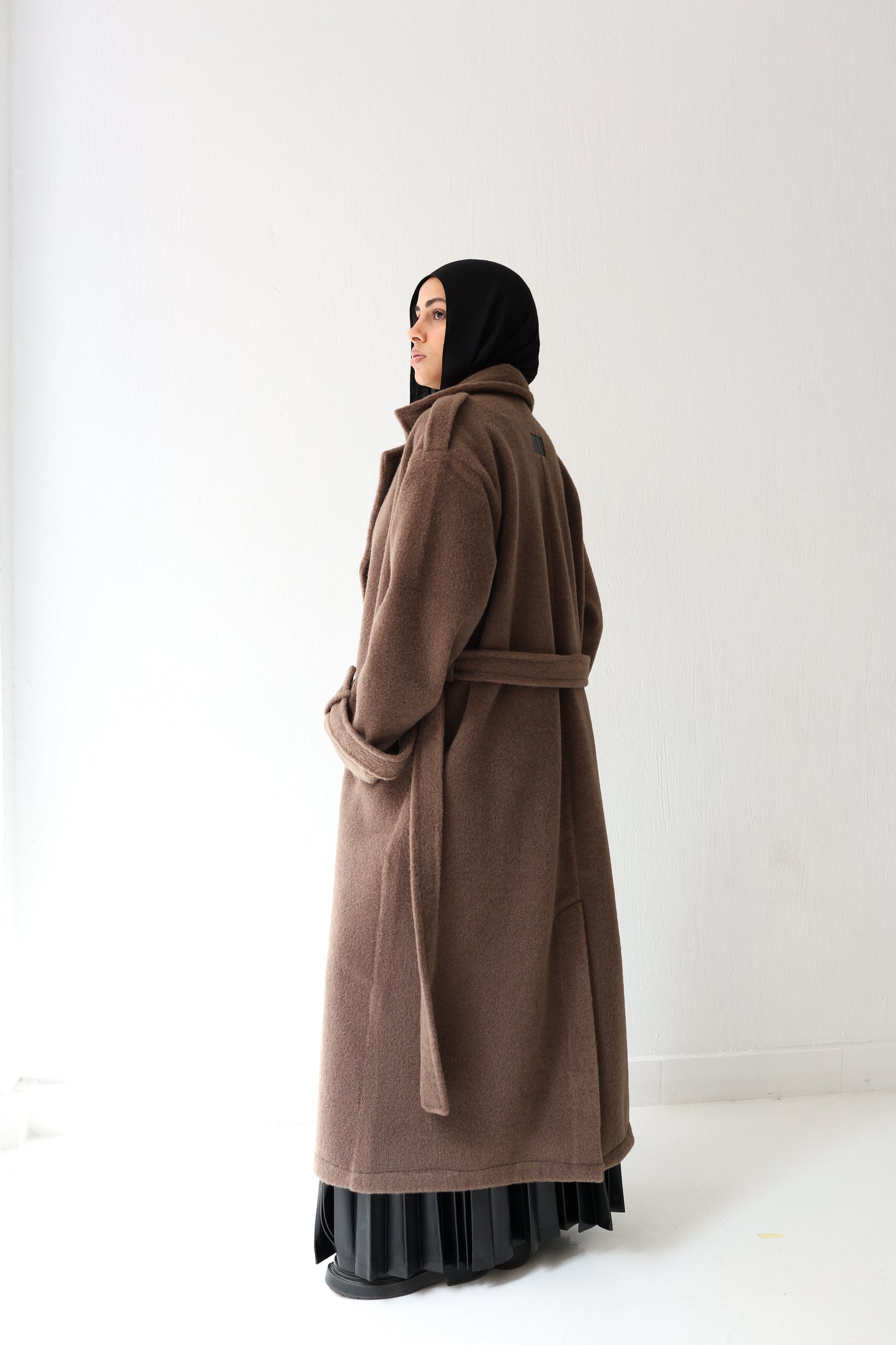 Mohair mantel coat -  chocolate