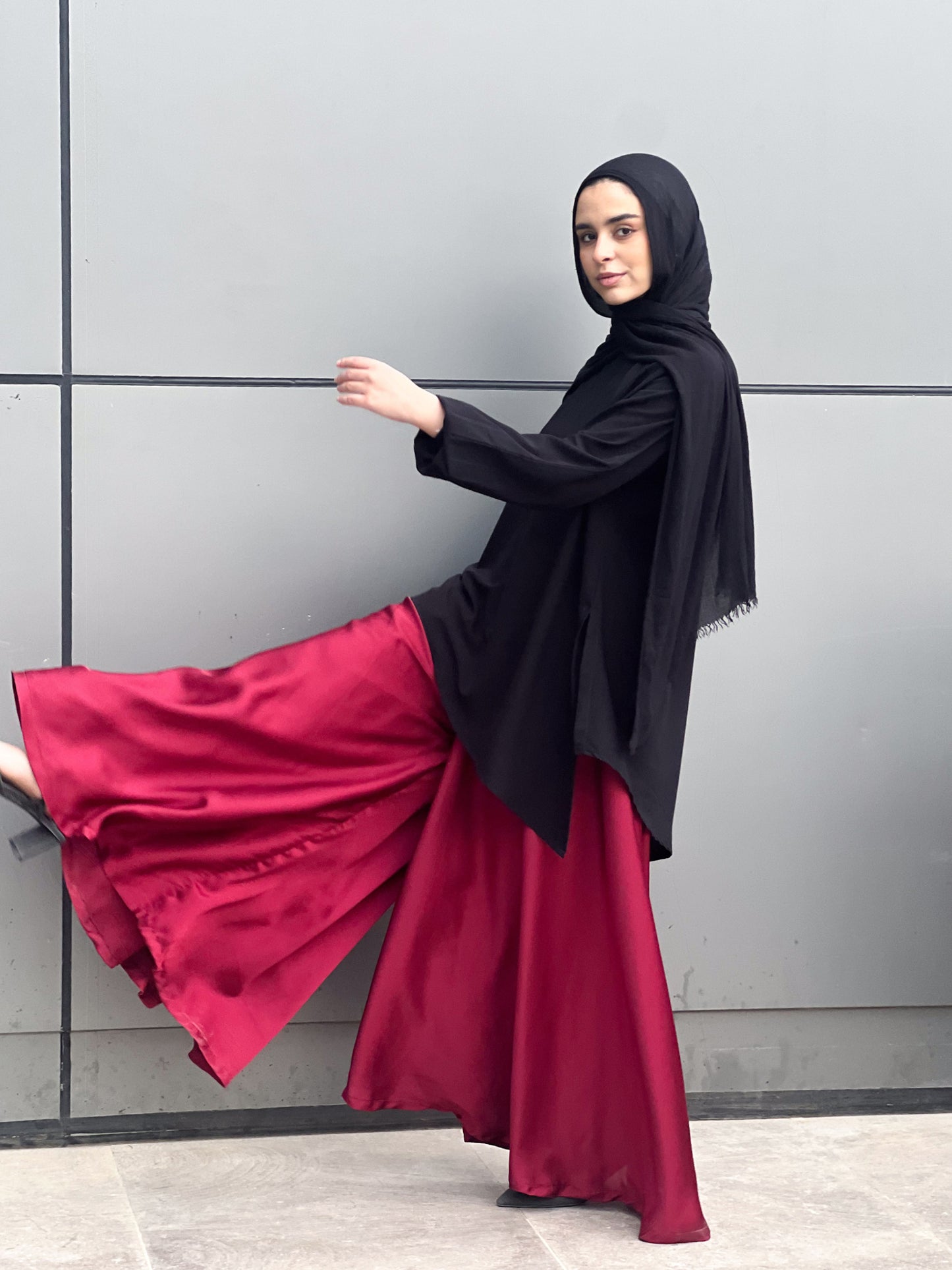 Silk Cloche Pants - Burgundy