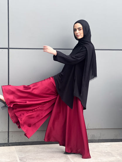 Silk Cloche Pants - Burgundy