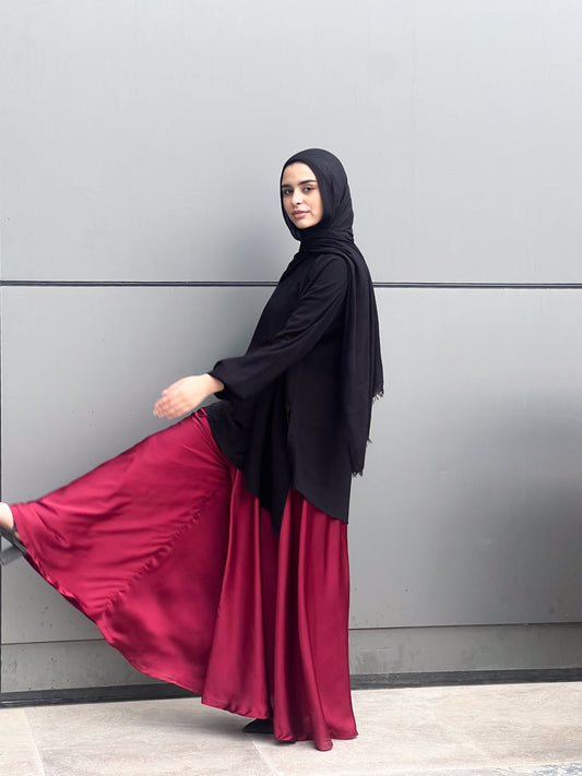 Silk Cloche Pants - Burgundy