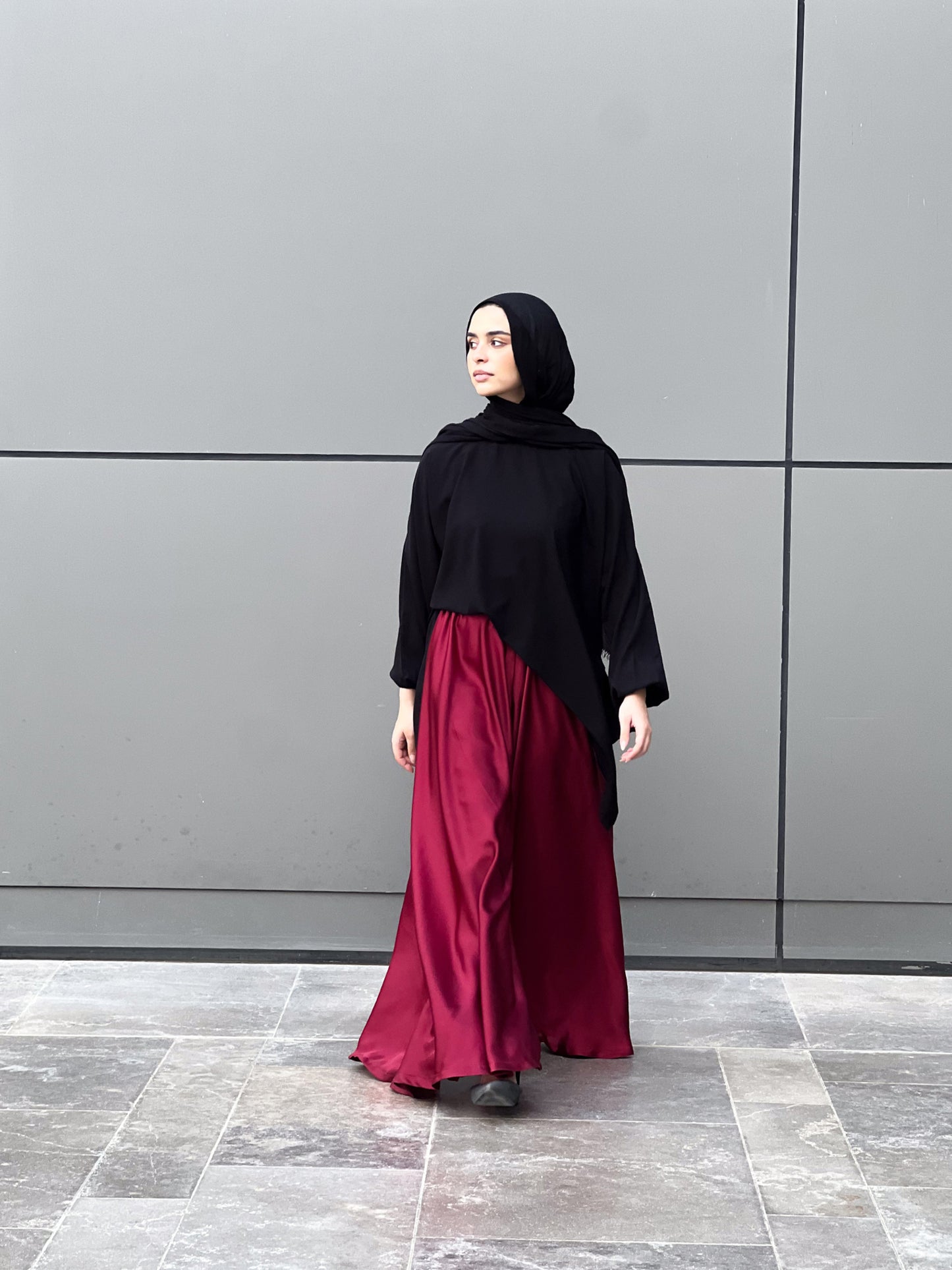 Silk Cloche Pants - Burgundy