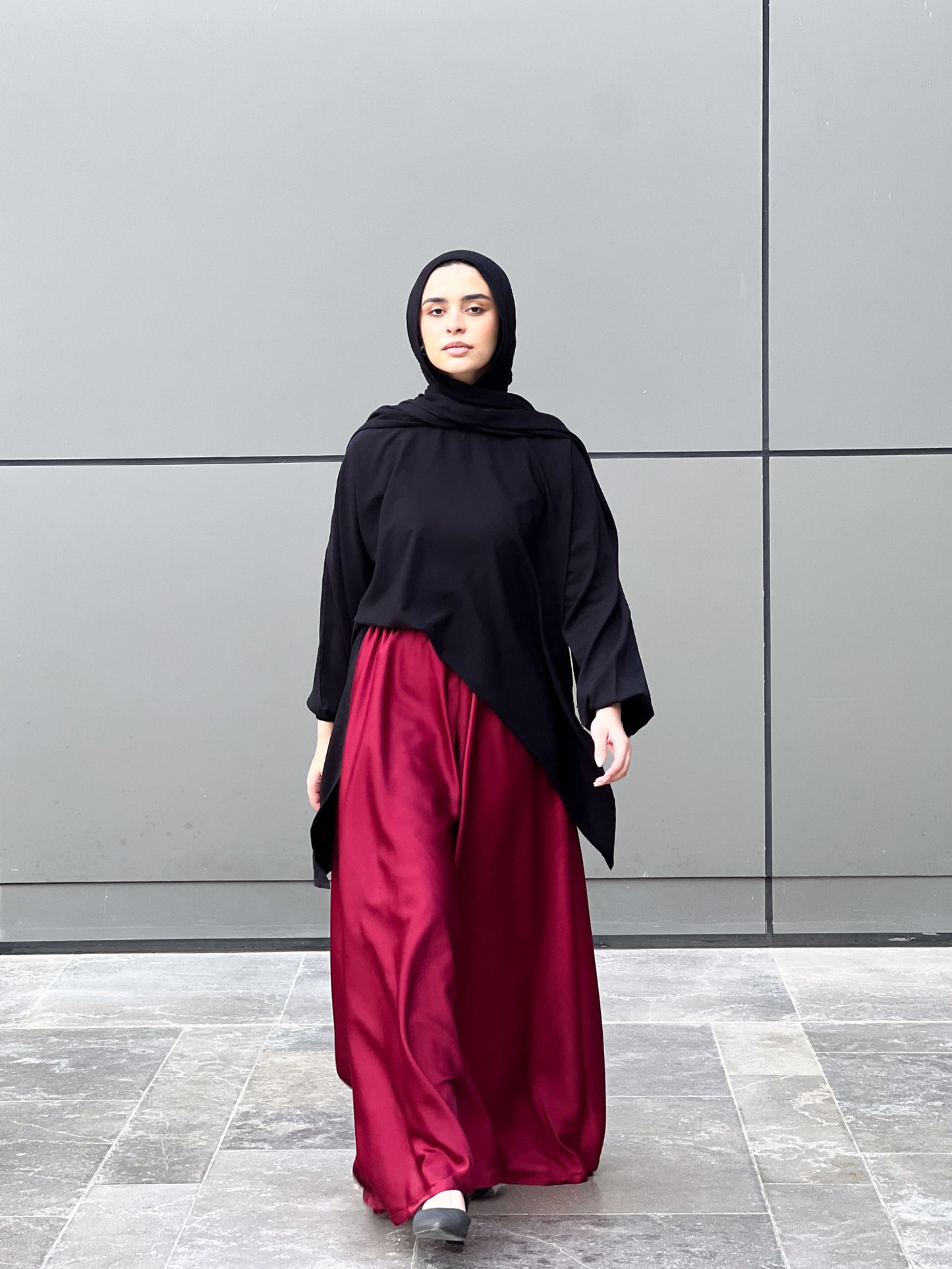 Silk Cloche Pants - Burgundy