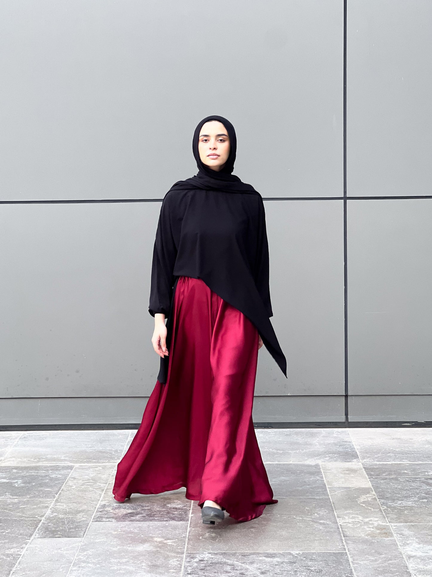 Silk Cloche Pants - Burgundy