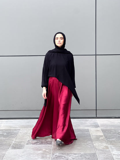 Silk Cloche Pants - Burgundy