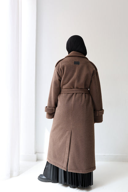 Mohair mantel coat -  chocolate