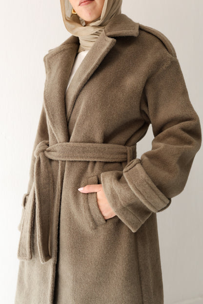 Mohair mantel coat - Olive