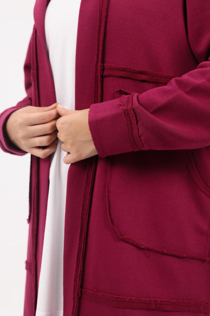 Casual Cuddle Cardigan - Burgundy Pink