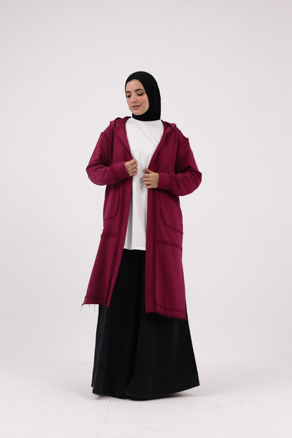 Casual Cuddle Cardigan - Burgundy Pink