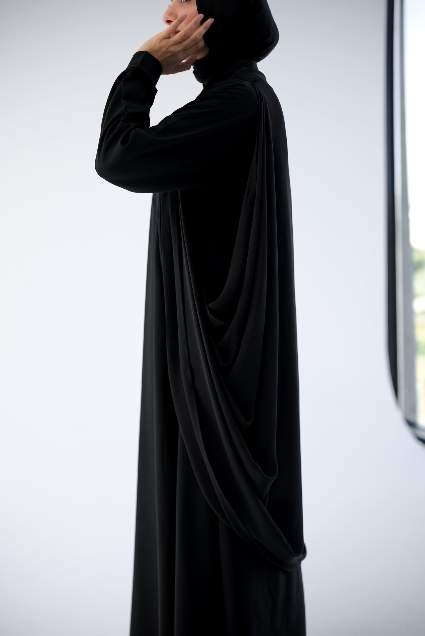 Draped Chiffon Cardigan - Black