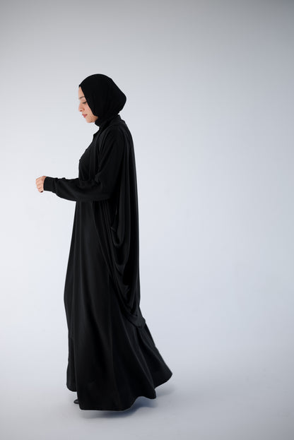Draped Chiffon Cardigan - Black