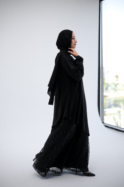 Lace Wide Leg Pants - Black