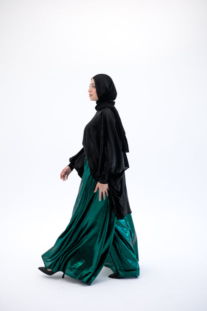 Shimmery Wide Leg Pants - Green
