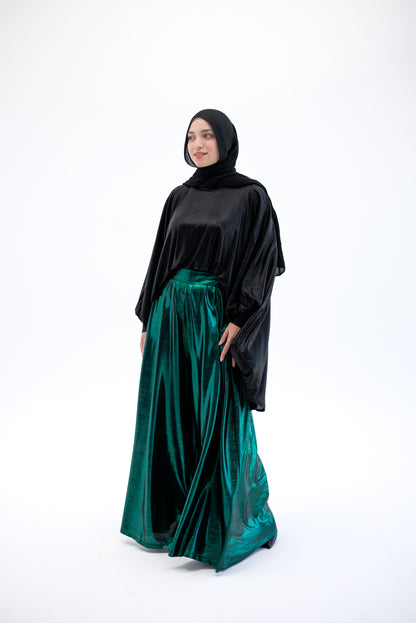 Shimmery Wide Leg Pants - Green