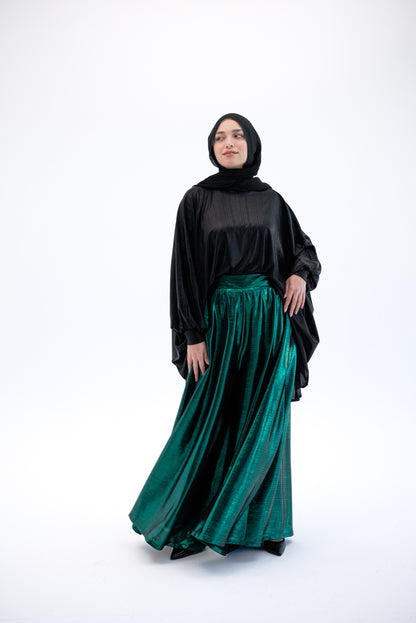 Shimmery Wide Leg Pants - Green