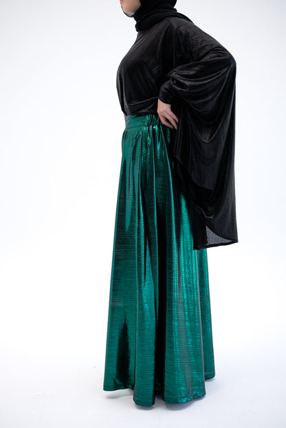 Shimmery Wide Leg Pants - Green