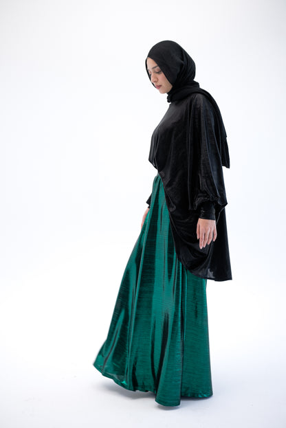 Shimmery Wide Leg Pants - Green