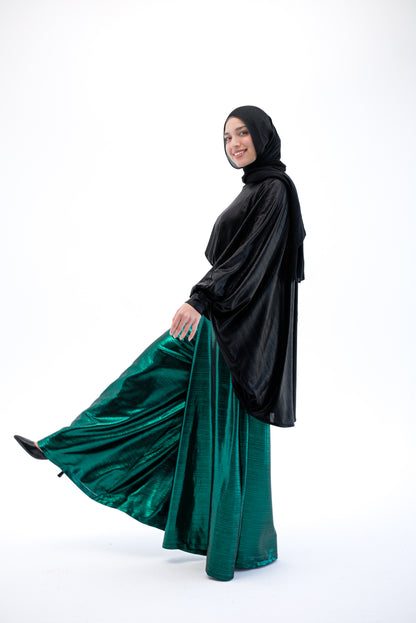 Shimmery Wide Leg Pants - Green