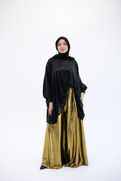 Shimmery Wide Leg Pants - Gold
