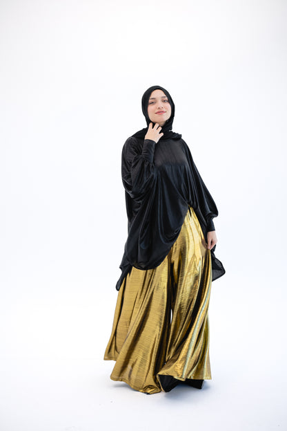 Shimmery Wide Leg Pants - Gold