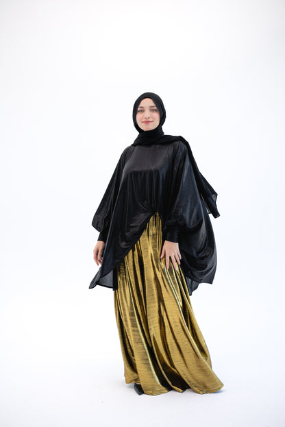 Shimmery Wide Leg Pants - Gold