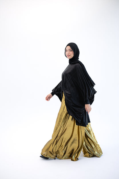 Shimmery Wide Leg Pants - Gold