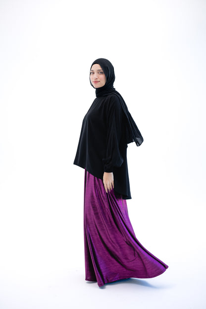 Shimmery Wide Leg Pants - Purple