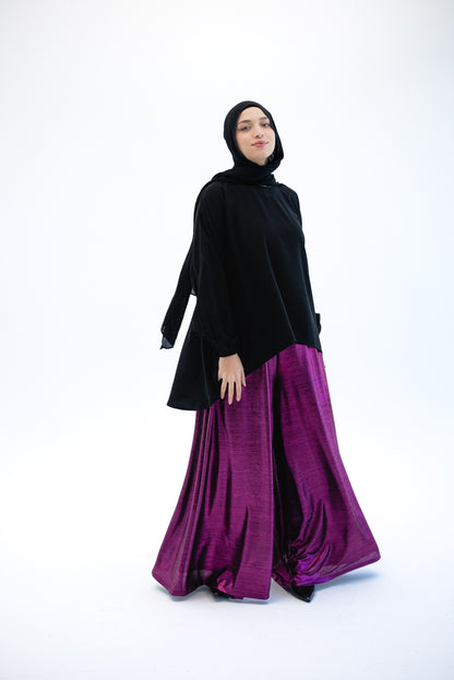 Shimmery Wide Leg Pants - Purple