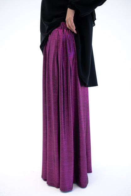 Shimmery Wide Leg Pants - Purple