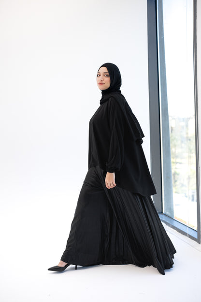 Shimmery Pleated Pants - Black