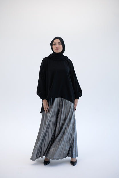 Shimmery Pleated Pants - Silver
