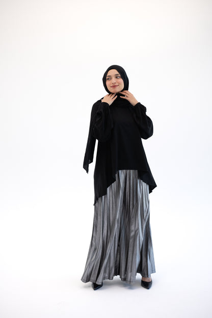 Shimmery Pleated Pants - Silver