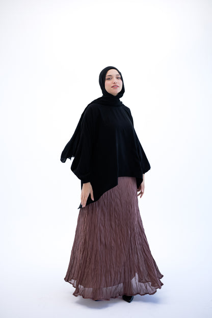 Crushed Chiffon Skirt - Cafe