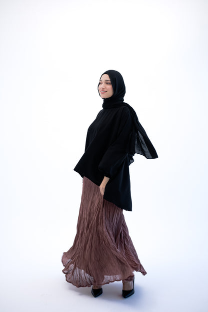 Crushed Chiffon Skirt - Cafe