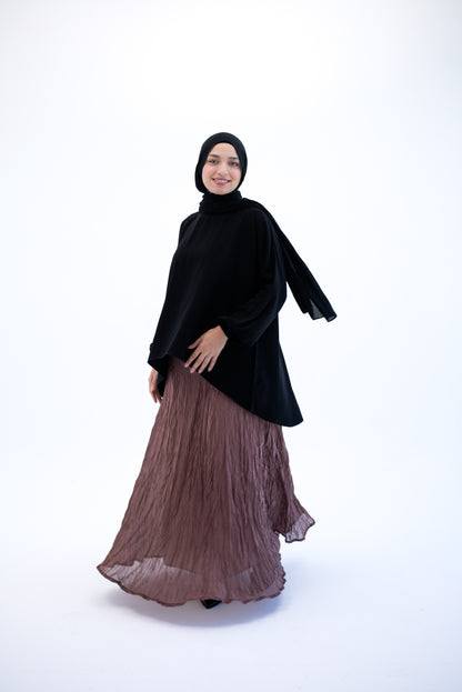 Crushed Chiffon Skirt - Cafe