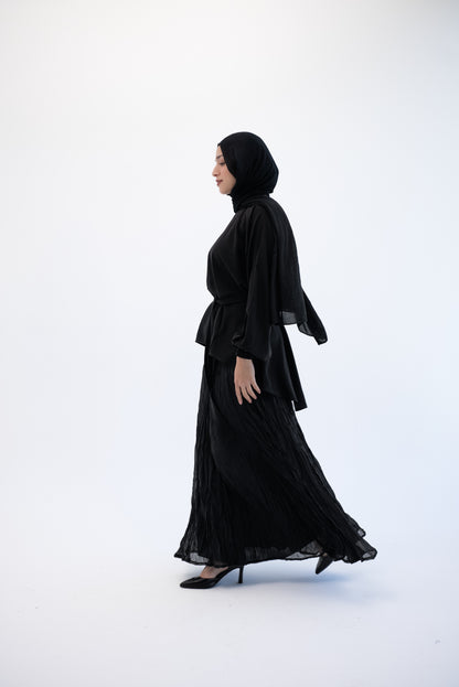 Crushed Chiffon Skirt - Black