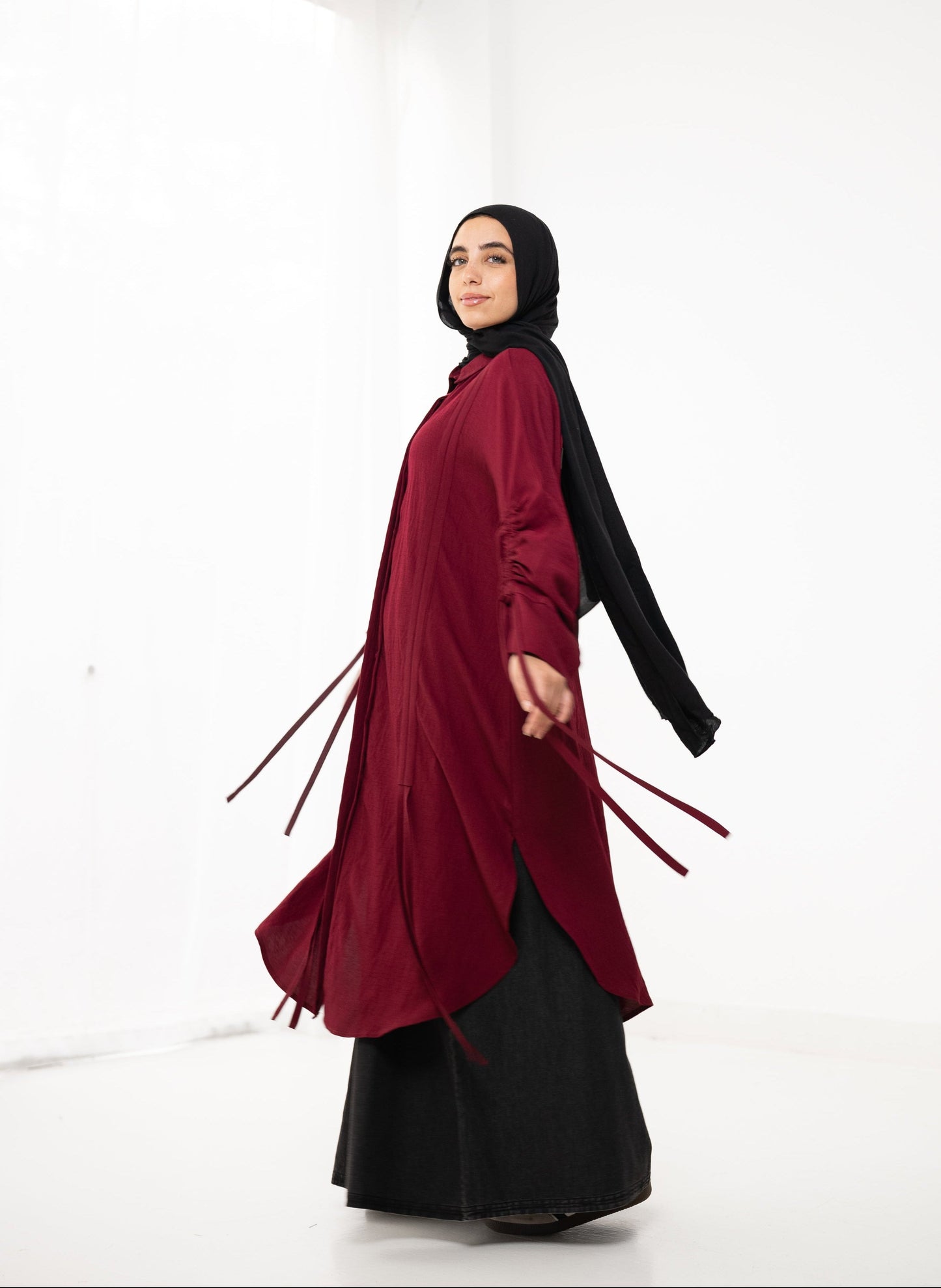 Drape Shirt - Cherry
