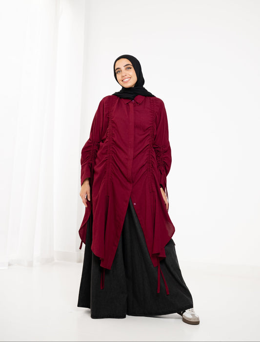 Drape Shirt - Cherry