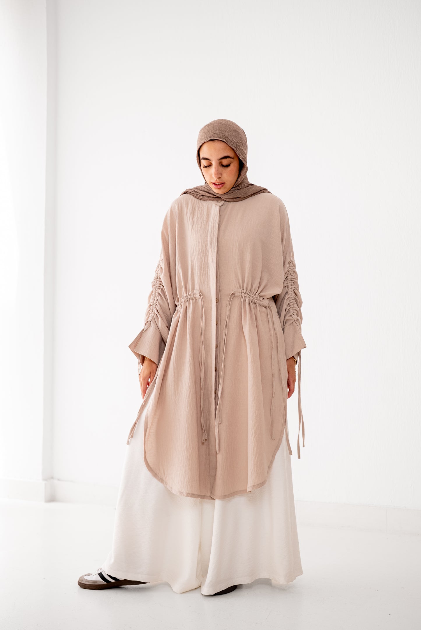 Cinched Cascade Shirt - Taupe