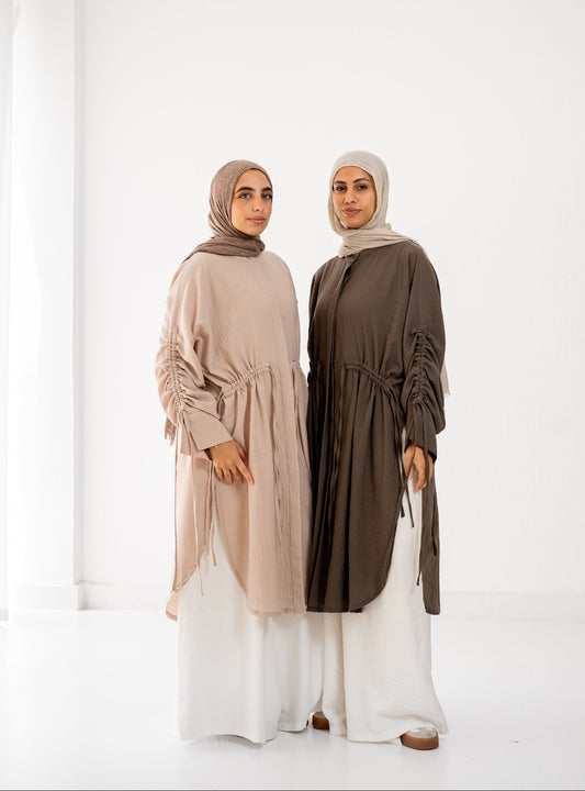 Cinched Cascade Shirt - Taupe