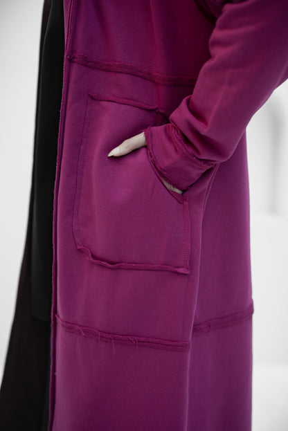 Casual Cuddle Cardigan - Burgundy Pink