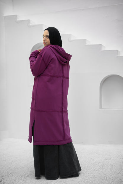 Casual Cuddle Cardigan - Burgundy Pink